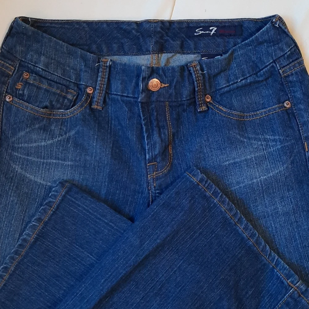 Seven7 Women's Boot Cut Jeans - Dark Blue - Picture 1 of 4